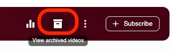 located archive icon in the upper right of a panopto folder. it looks like a filing cabinet